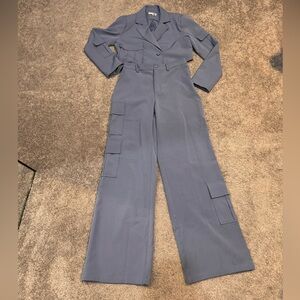 Women's Blue Blazer and Trouser Set with Pockets